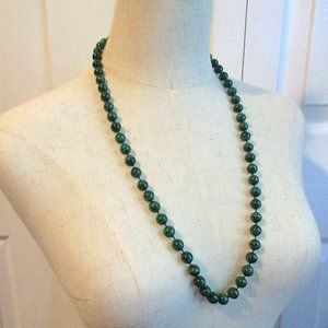 Hand Knotted Malachite Necklace on Silk